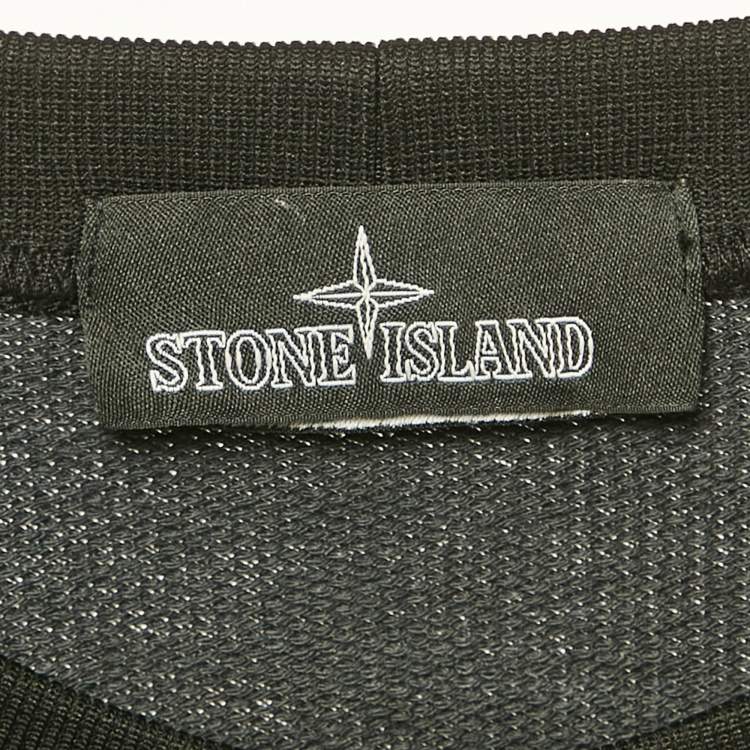 Pre Owned Stone Island Black  Printed Cotton Crew Neck Sweatshirt L