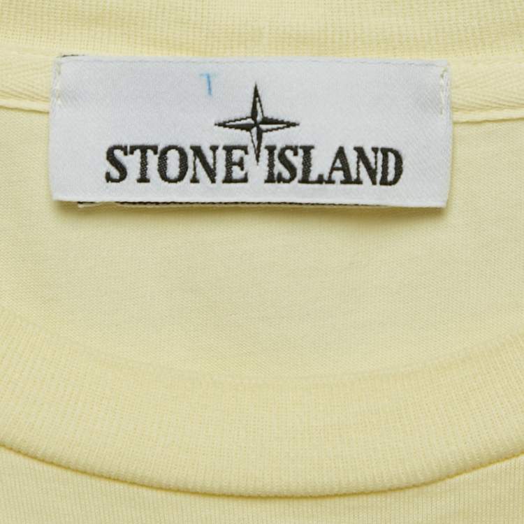 Pre Owned Stone Island Yellow Logo Applique Detail Cotton Crew Neck T-Shirt XXL