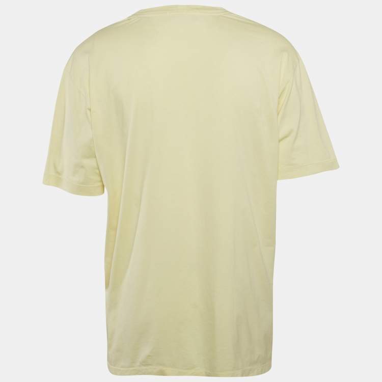 Pre Owned Stone Island Yellow Logo Applique Detail Cotton Crew Neck T-Shirt XXL