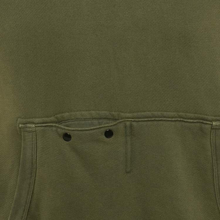 Pre Owned Stone Island Olive Green Cotton Compass Patch Hoodie S 