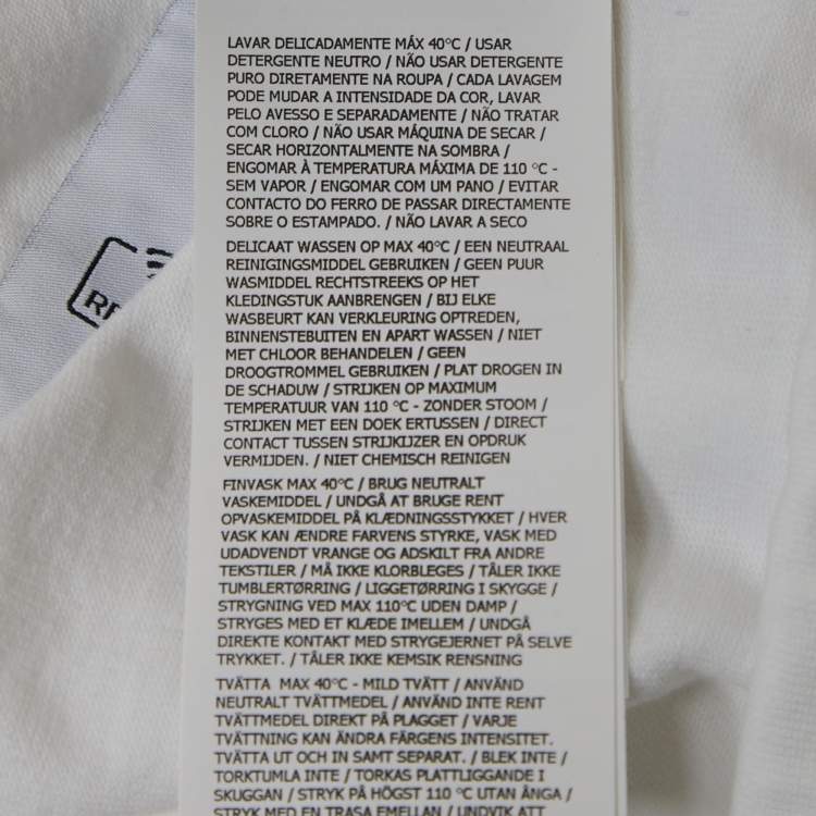 Pre Owned Stone Island White Cotton Knit Logo Printed Hoodie M