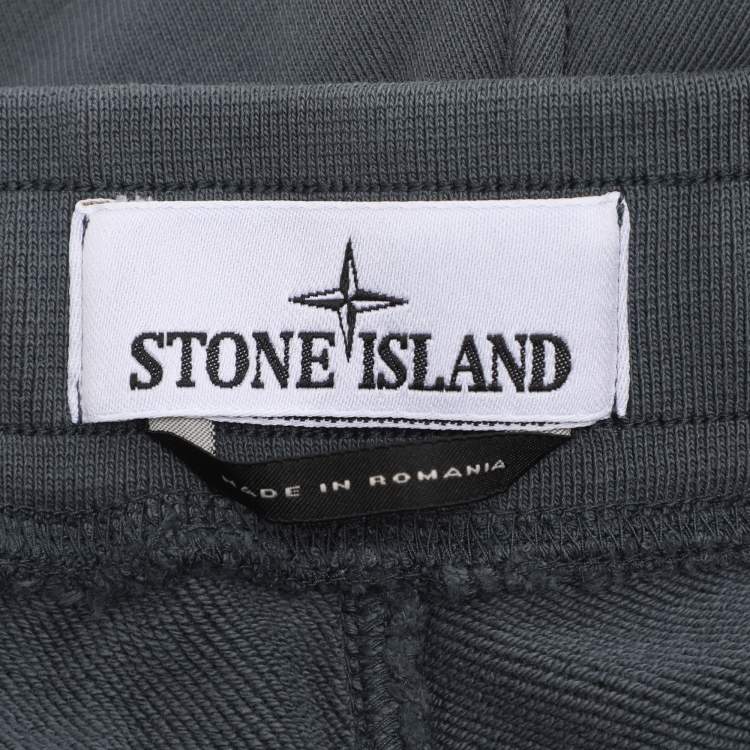 Pre Owned Stone Island Grey Jersey Logo Patch Jogger Pants XL