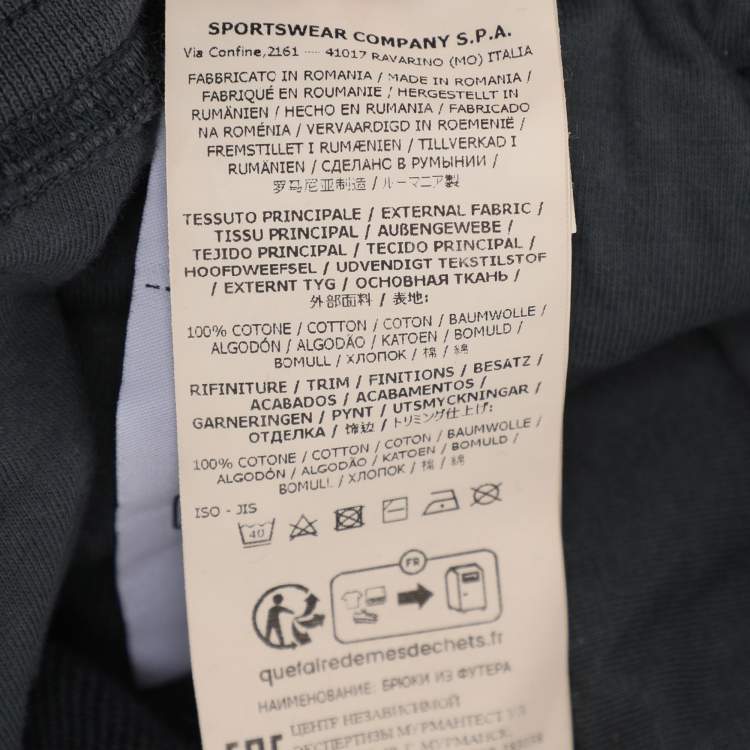 Pre Owned Stone Island Grey Jersey Logo Patch Jogger Pants XL