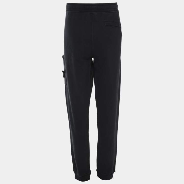 Pre Owned Stone Island Navy Blue Jersey Logo Patch Jogger Pants XL