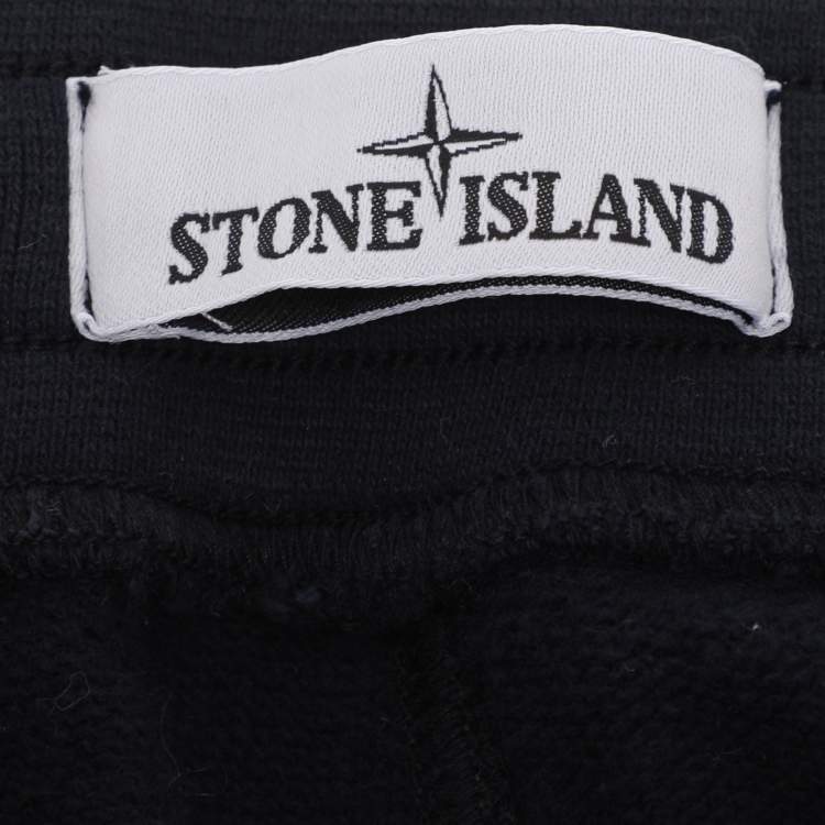 Pre Owned Stone Island Navy Blue Jersey Logo Patch Jogger Pants XL