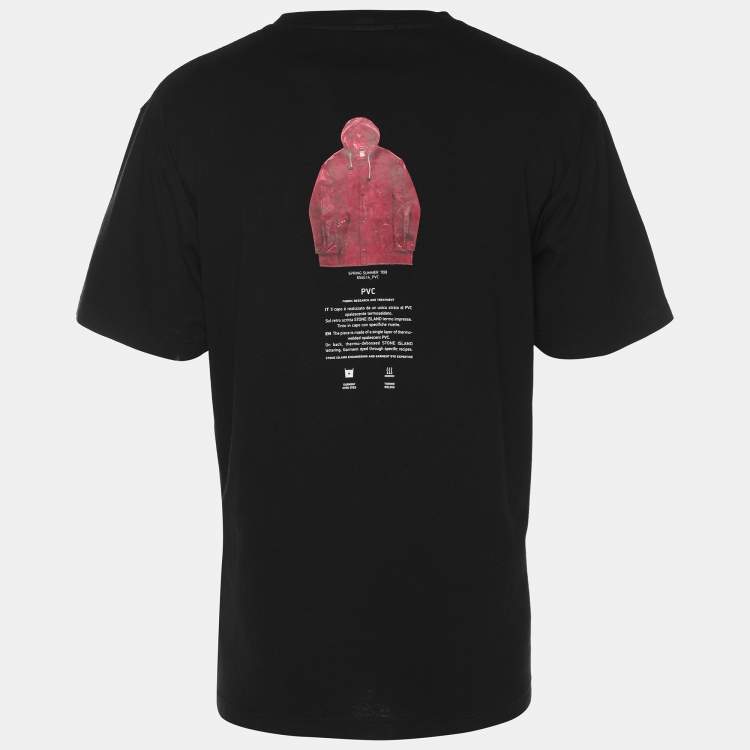 Pre Owned Stone Island Black Print Cotton Half Sleeve T-Shirt XL