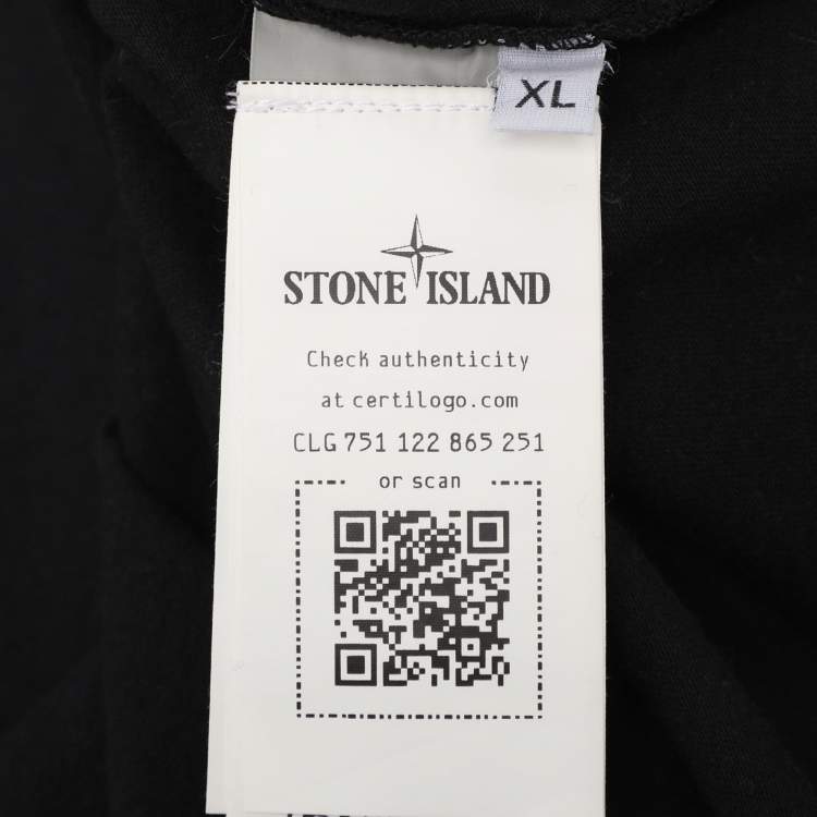 Pre Owned Stone Island Black Print Cotton Half Sleeve T-Shirt XL