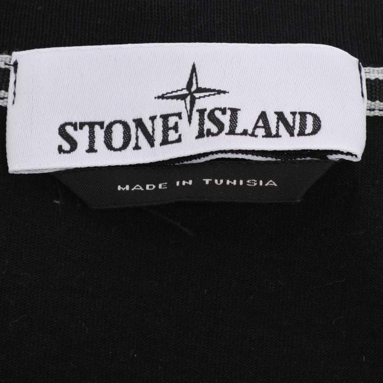 Pre Owned Stone Island Black Print Cotton Half Sleeve T-Shirt XL