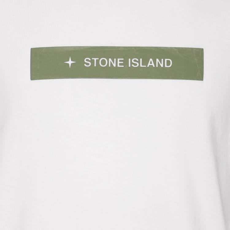 مملوكة مسبقًا Stone Island White Jersey Logo T-Shirt XL
