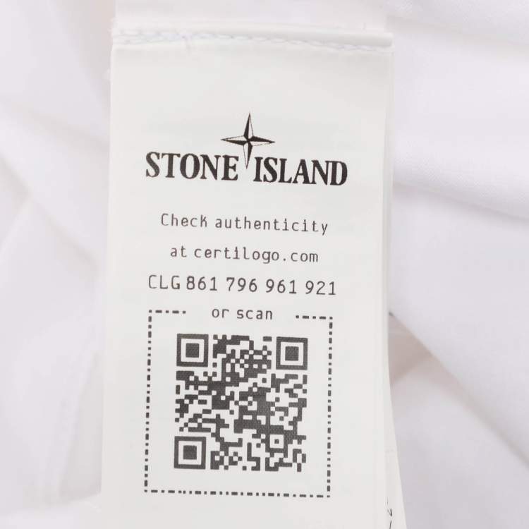 مملوكة مسبقًا Stone Island White Jersey Logo T-Shirt XL