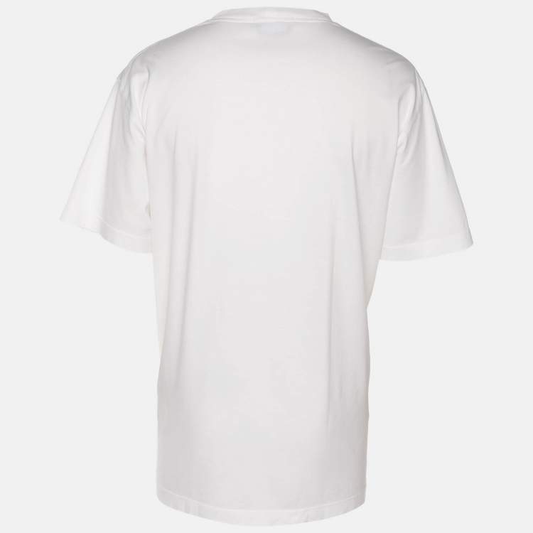 مملوكة مسبقًا Stone Island White Jersey Logo T-Shirt XL