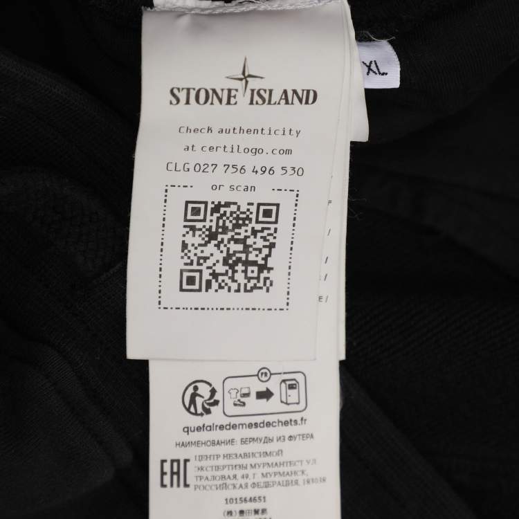 Pre Owned Stone Island Black Jersey Logo Patch Short XL