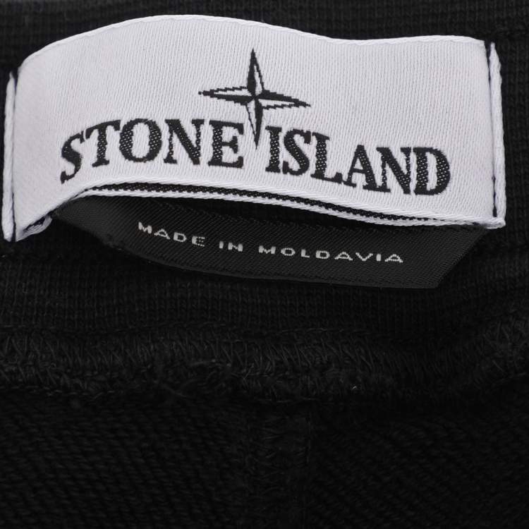 Pre Owned Stone Island Black Jersey Logo Patch Short XL