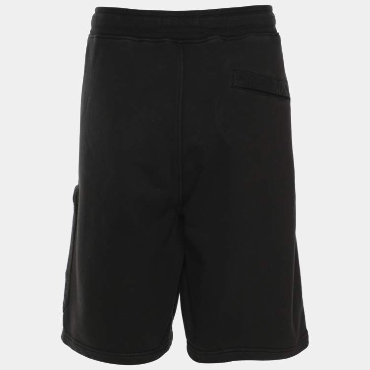 Pre Owned Stone Island Black Jersey Logo Patch Short XL