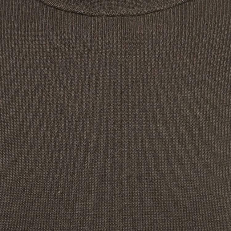 Pre Owned Stone Island Vintage Brown Rib Knit Mock Neck Sweater XL