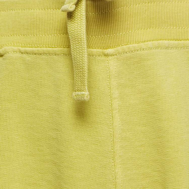 Pre Owned Stone Island Yellow Embroidered Cotton Drawstring Shorts XL