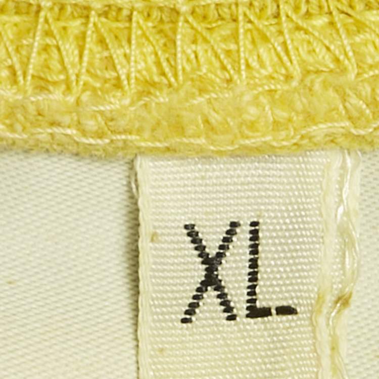 Pre Owned Stone Island Yellow Embroidered Cotton Drawstring Shorts XL