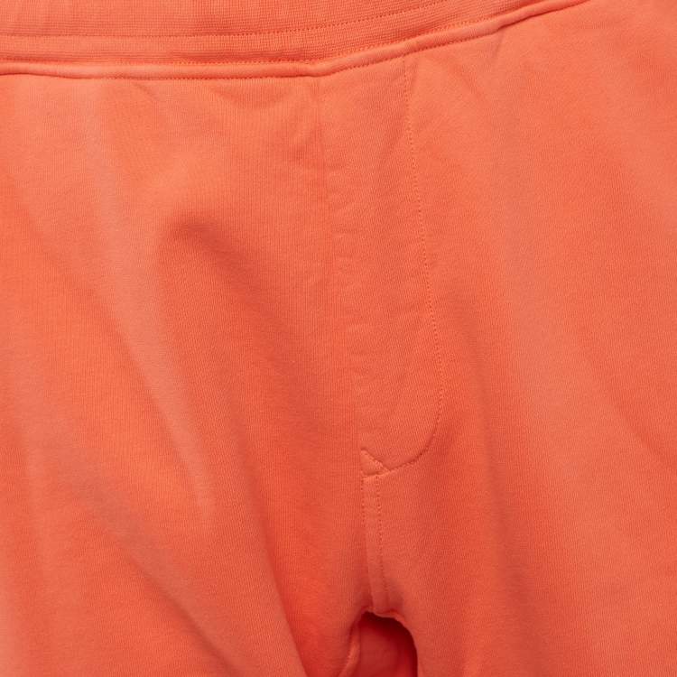 Pre Owned Stone Island Orange Cotton Fleece Shorts L