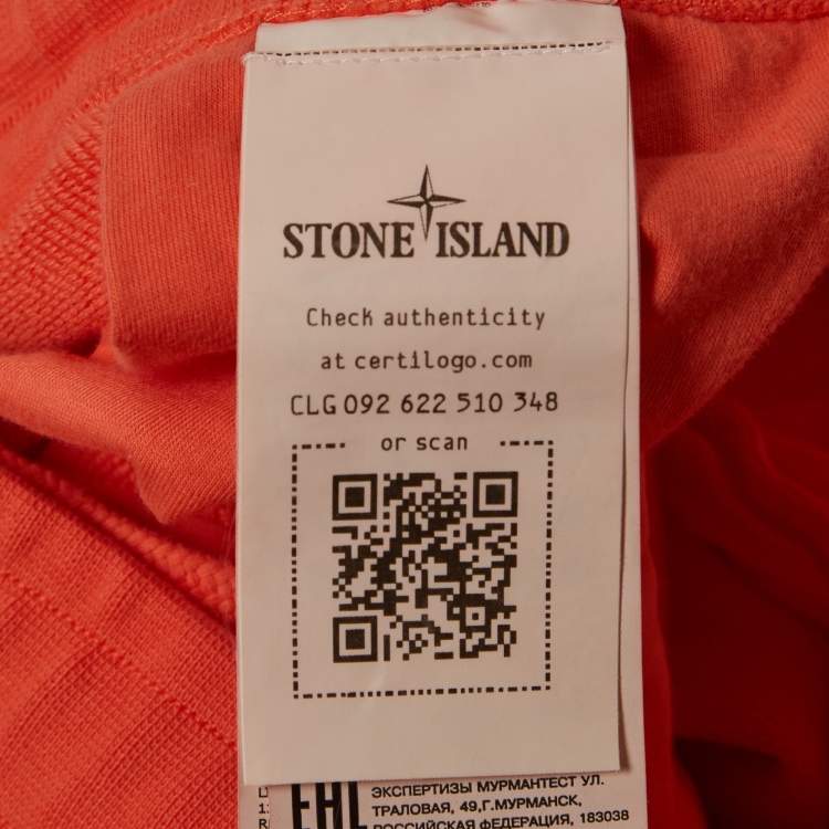 Pre Owned Stone Island Orange Cotton Fleece Shorts L
