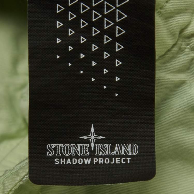 Pre Owned Stone Island Green Printed Linen Cargo Shorts M