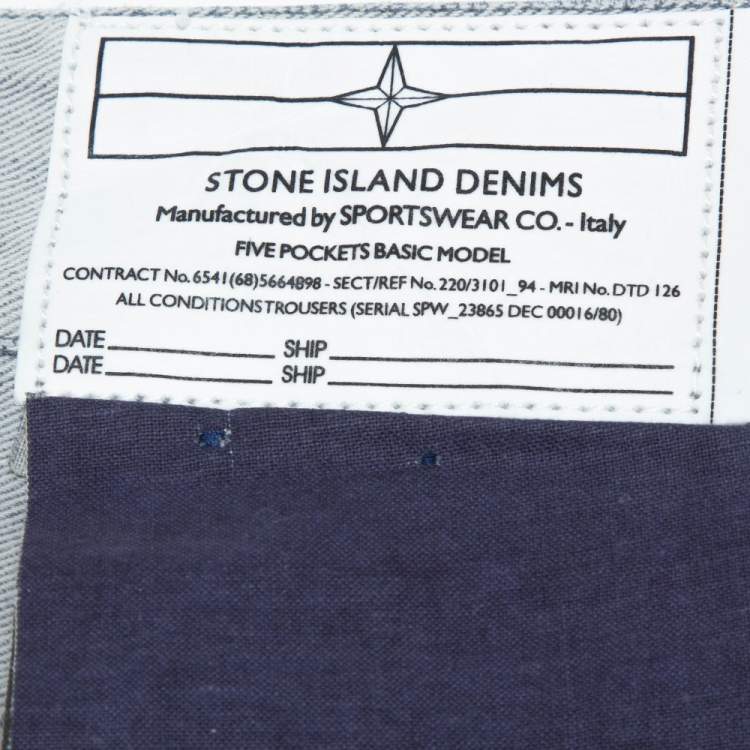 مملوكة مسبقًا Stone Island Pale Grey Denim New Steel Narrow Leg Jeans S