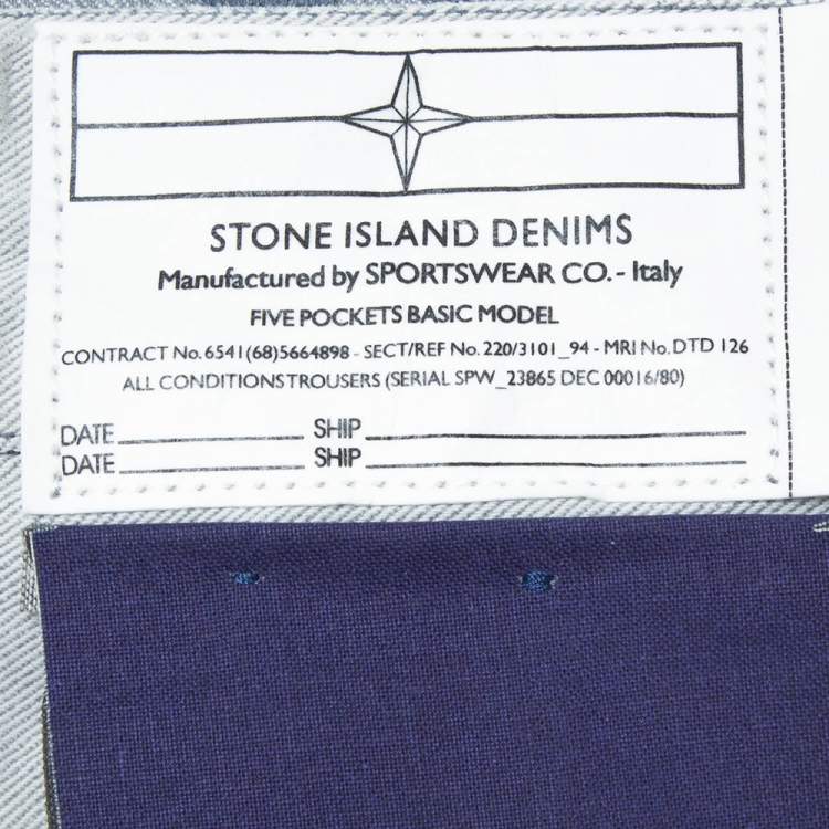 مملوكة مسبقًا Stone Island Pale Grey Denim New Steel Narrow Leg Jeans M