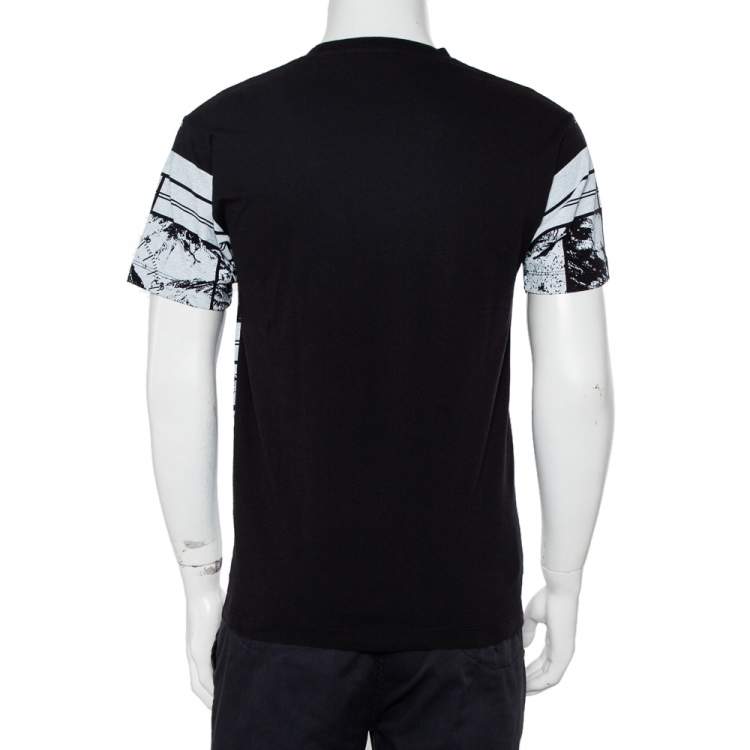 Pre Owned Stone Island Black Cotton Mural Part 3 Printed Crewneck T-shirt M