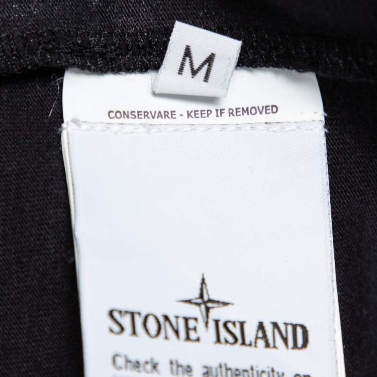 Pre Owned Stone Island Black Cotton Mural Part 3 Printed Crewneck T-shirt M