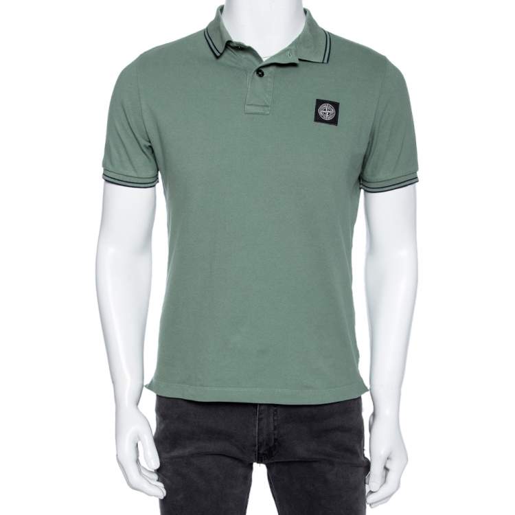 vereist Vergelijkbaar vrede Stone Island Green Cotton Pique Short Sleeve Slim Fit Polo T-Shirt M Stone  Island | TLC