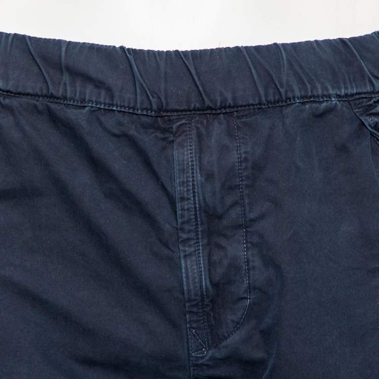 Pre Owned Stone Island Navy Blue Faded Effect Cotton Cargo Shorts M