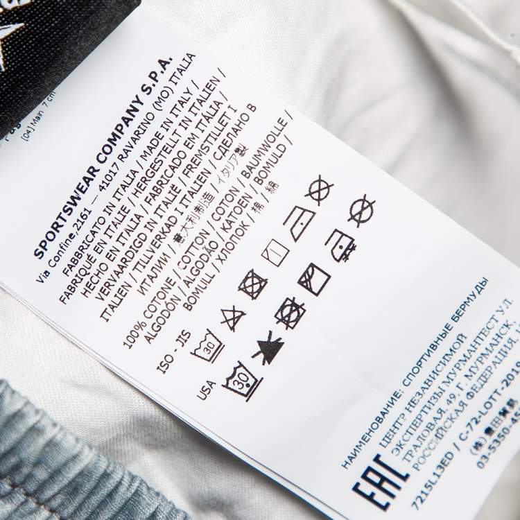 مملوكة مسبقًا Stone Island Blue Camouflage Printed Cotton Cargo Shorts M 