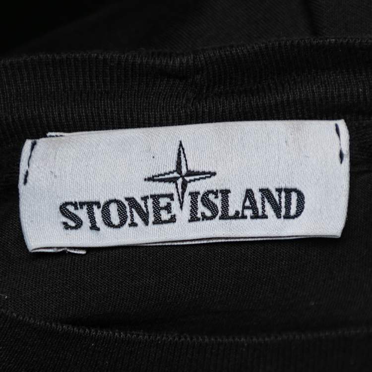 Pre Owned Stone Island Black Logo Embroidered Cotton Short Sleeve T-Shirt XL