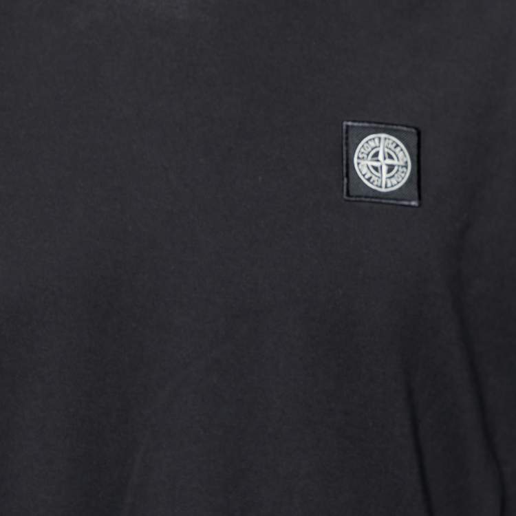 Pre Owned Stone Island Black Logo Embroidered Cotton Short Sleeve T-Shirt XL