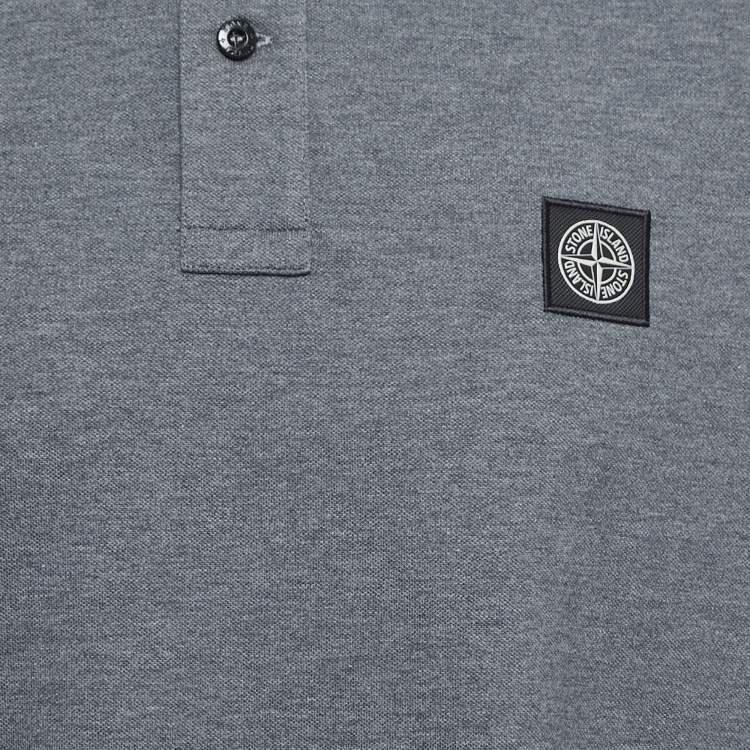 مملوكة مسبقًا Stone Island Grey Cotton Pique Full Sleeve Polo T-Shirt XL