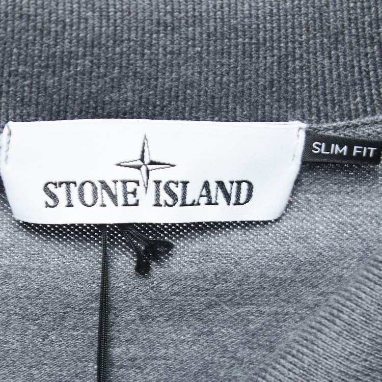 مملوكة مسبقًا Stone Island Grey Cotton Pique Full Sleeve Polo T-Shirt XL
