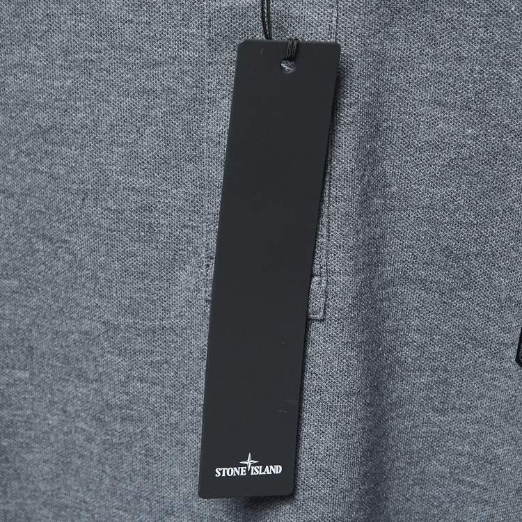مملوكة مسبقًا Stone Island Grey Cotton Pique Full Sleeve Polo T-Shirt XL