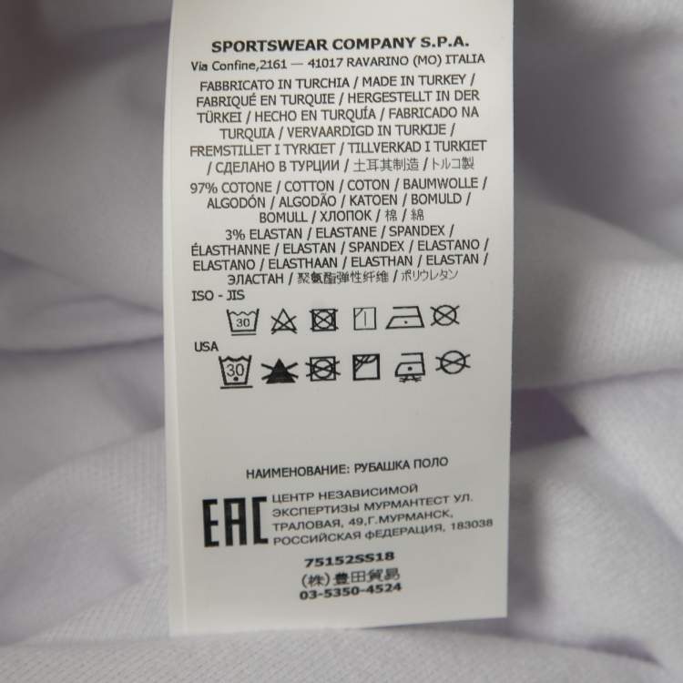مملوكة مسبقًا Stone Island White Cotton Pique Full Sleeve Polo T-Shirt XL 