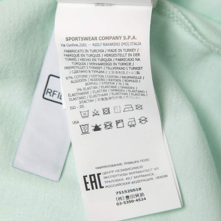 مملوكة مسبقًا Stone Island Pastel Green Cotton Pique Full Sleeve Polo T-Shirt XL