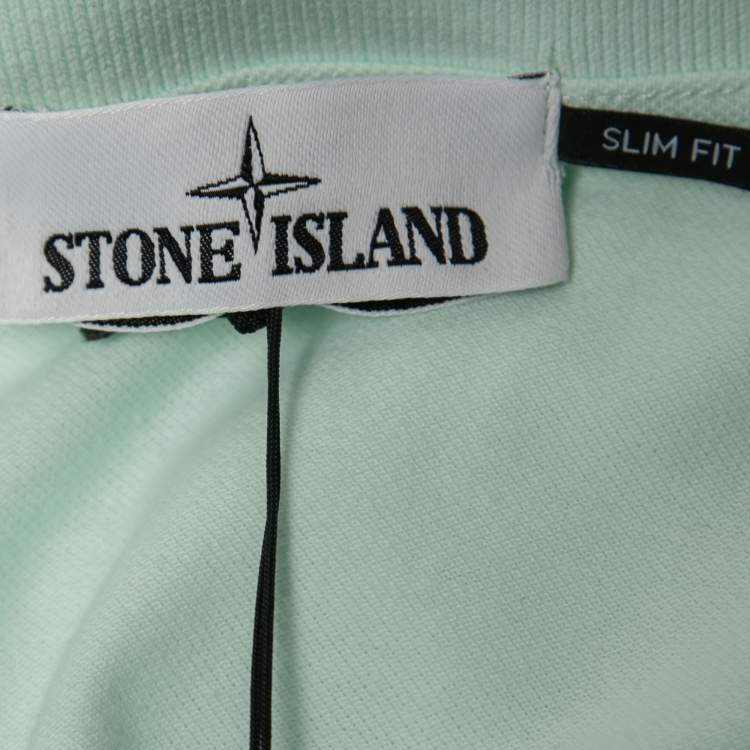 مملوكة مسبقًا Stone Island Pastel Green Cotton Pique Full Sleeve Polo T-Shirt XL