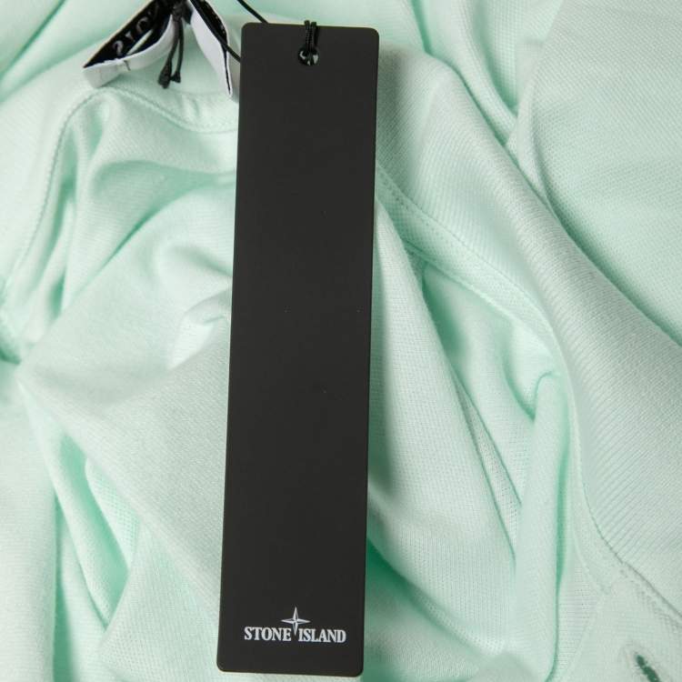 مملوكة مسبقًا Stone Island Pastel Green Cotton Pique Full Sleeve Polo T-Shirt XL