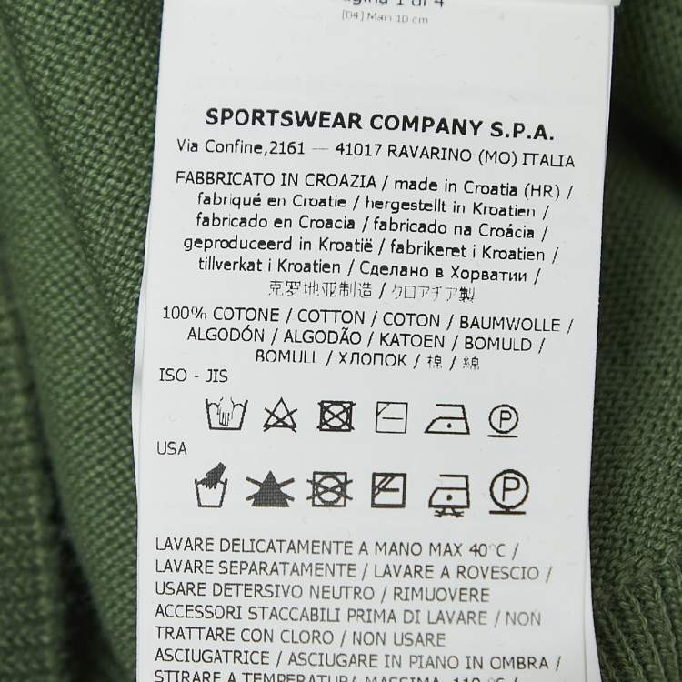 مملوكة مسبقًا Stone Island Green Cotton Compass Patch Crew Neck Jumper L