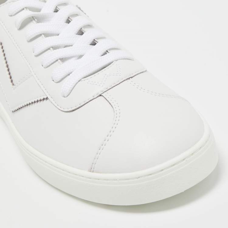 Pre Owned Stuart Weitzman White Leather Daryl Low Top Sneakers Size 42
