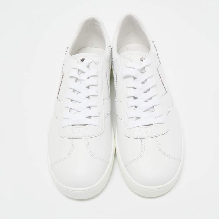 Pre Owned Stuart Weitzman White Leather Daryl Low Top Sneakers Size 42