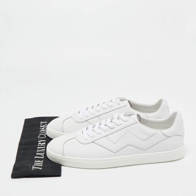 Pre Owned Stuart Weitzman White Leather Daryl Low Top Sneakers Size 42