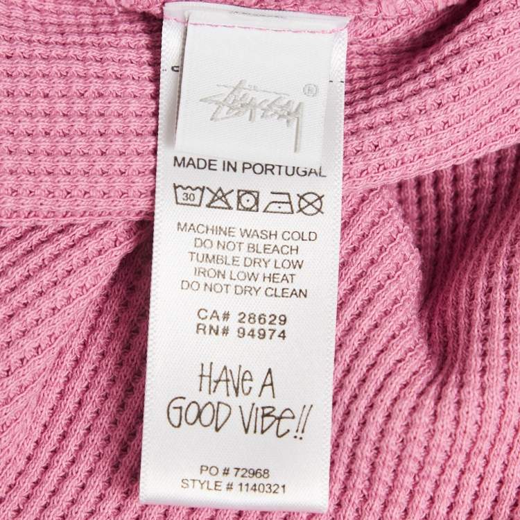 Pre Owned Stussy Pink Cotton Knit Crewneck Sweatshirt L