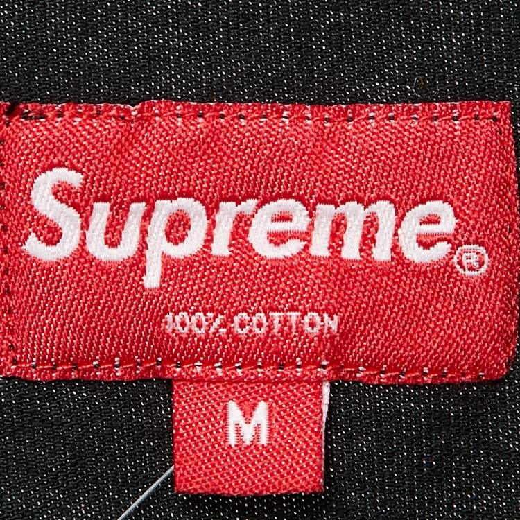 Pre Owned Supreme Black World Famous Embroidery Cotton Crew Neck T-Shirt M