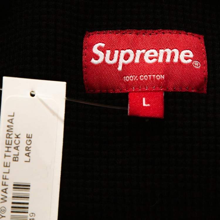 Pre Owned Supreme Black Waffle Knit Playboy Print Crew Neck Thermal L 