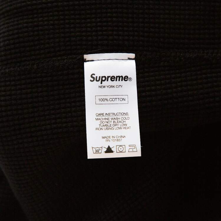 Pre Owned Supreme Black Waffle Knit Playboy Print Crew Neck Thermal L 