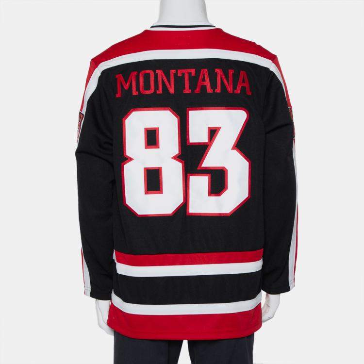 Pre Owned Supreme Black Scarface Embroidered Synthetic Paneled Hockey Jersey L