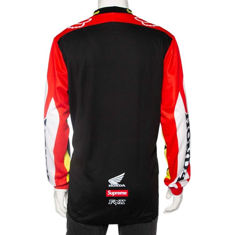 Pre Owned Supreme X Honda Multicolored Synthetic Fox Racing Motto Long Sleeve Jersey XL